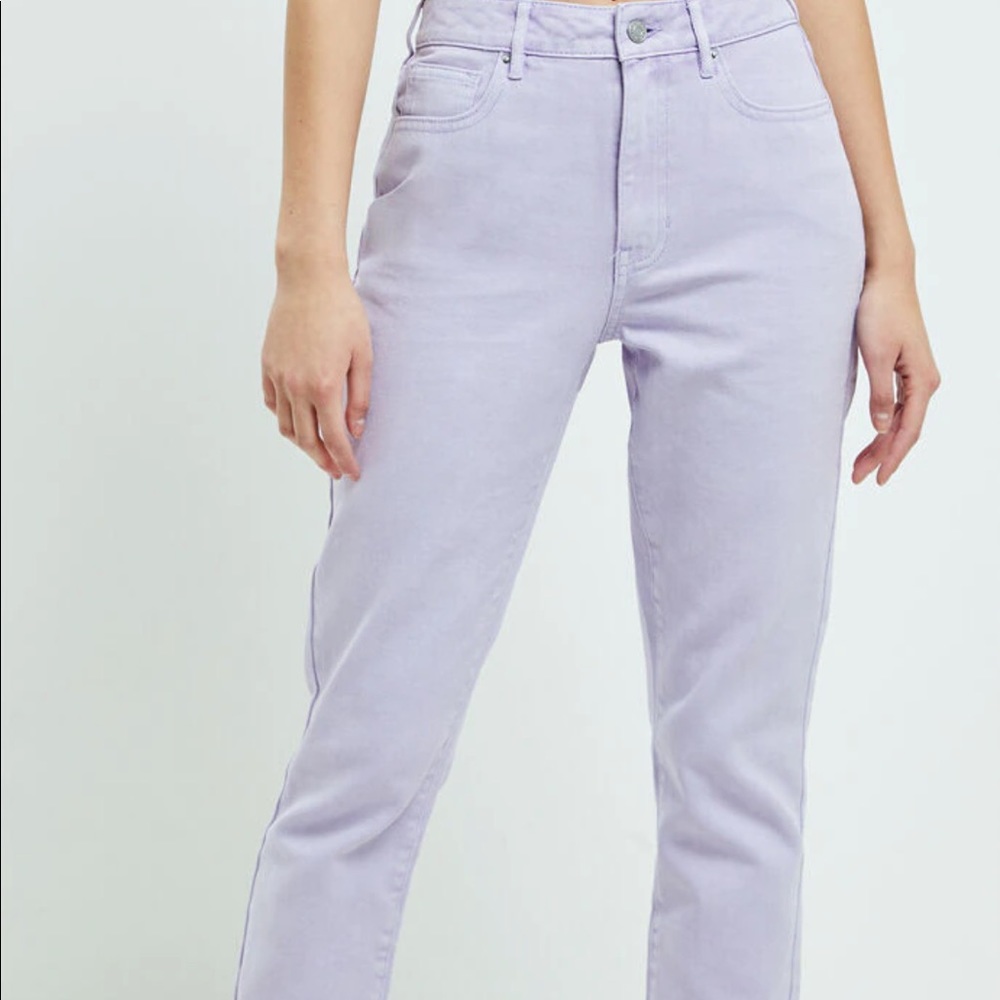 Lavender Rolled Mom Jeans